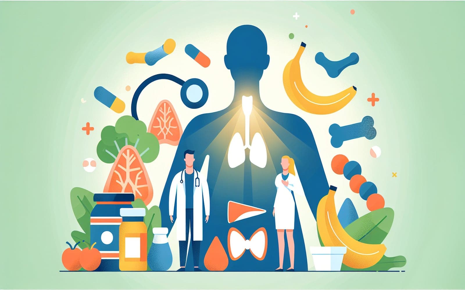The relationship between dietary intake and thyroid health, focusing on the importance of iodine and selenium in thyroid function.