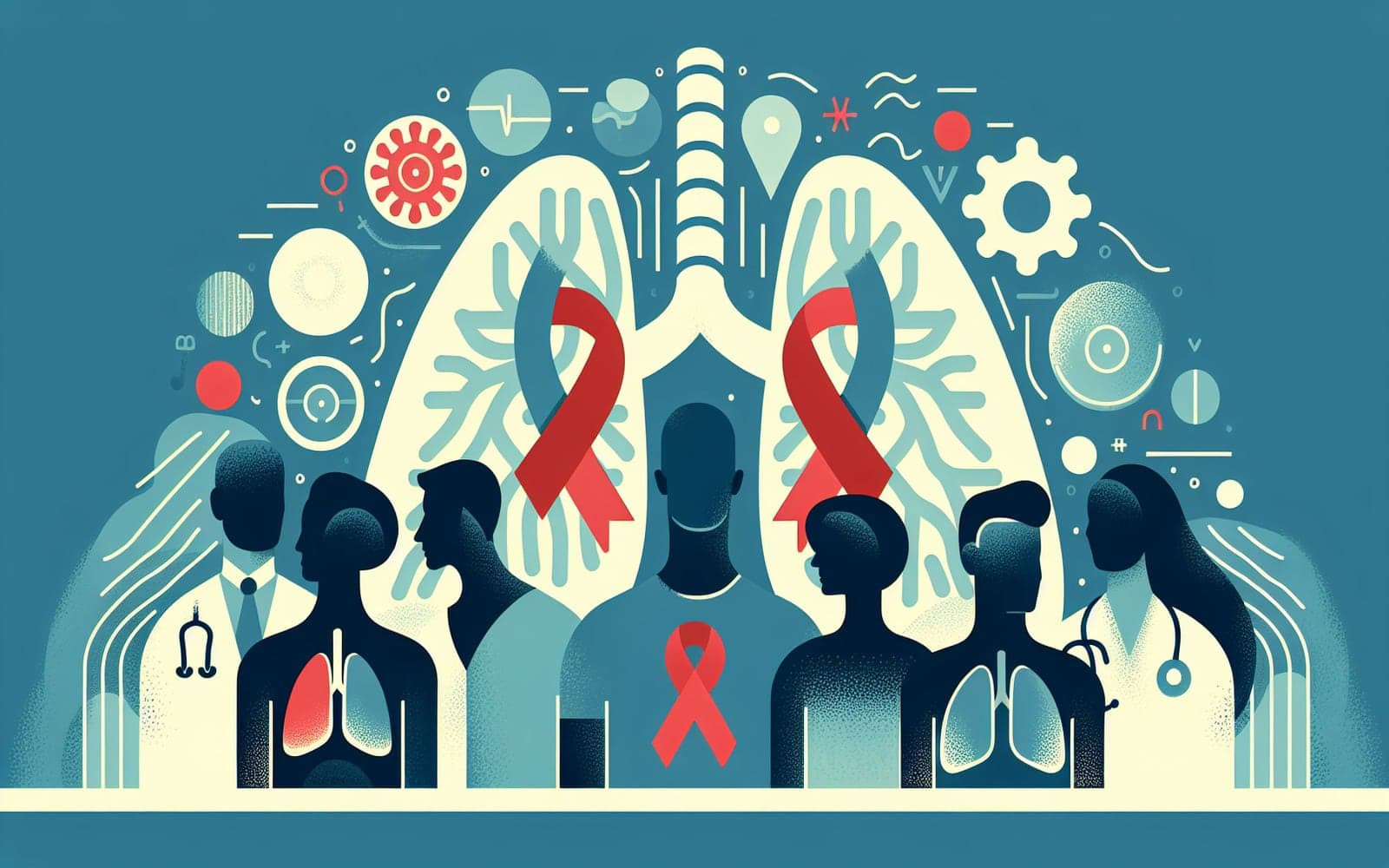 A detailed guide on diagnosing lung problems in HIV patients using imaging techniques and sputum tests, aimed at identifying conditions like PCP and bacterial infections.