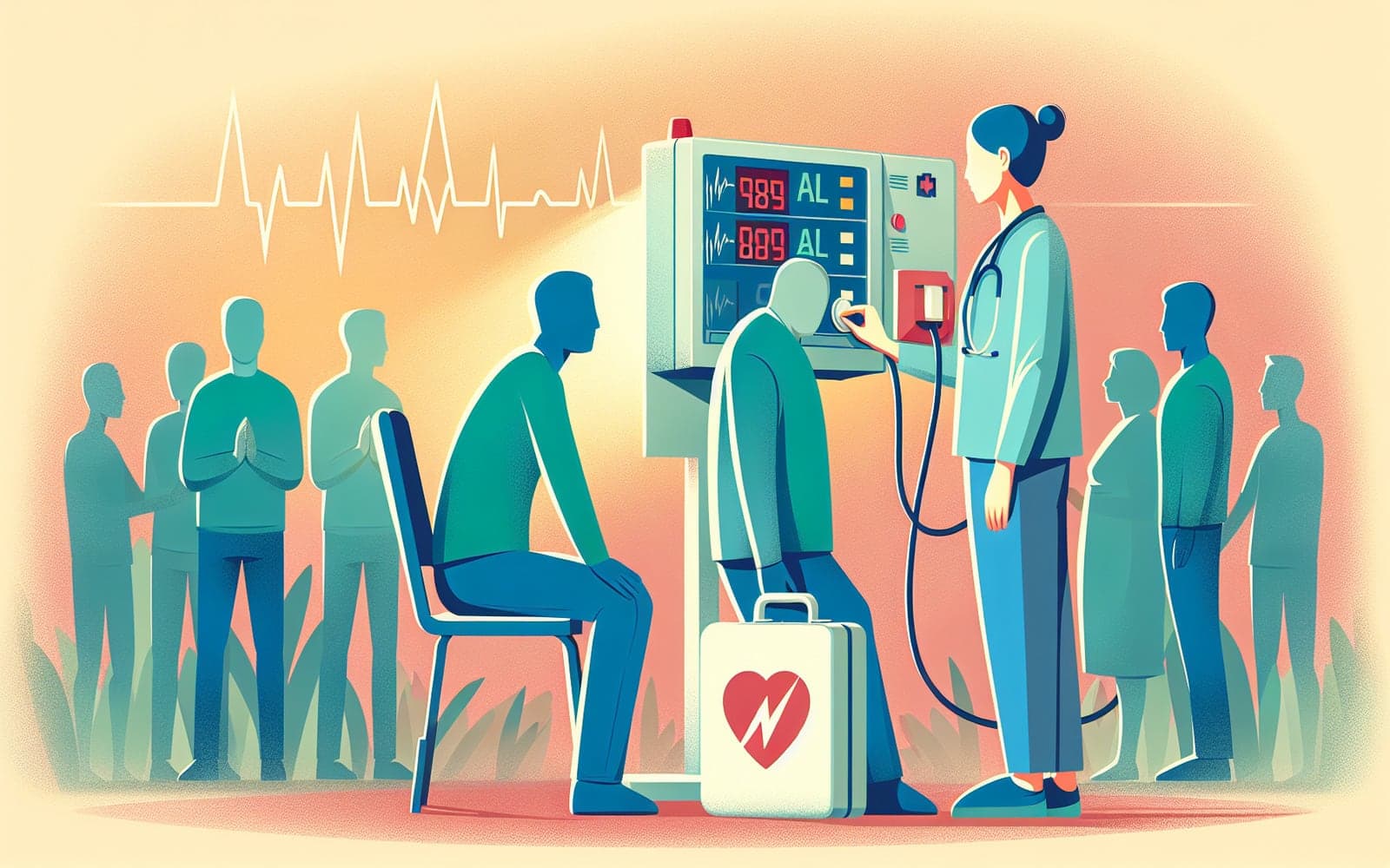 A defibrillator is a medical device that delivers an electric shock to the heart, used to stop an irregular heartbeat and allow a normal rhythm to resume during cardiac emergencies.