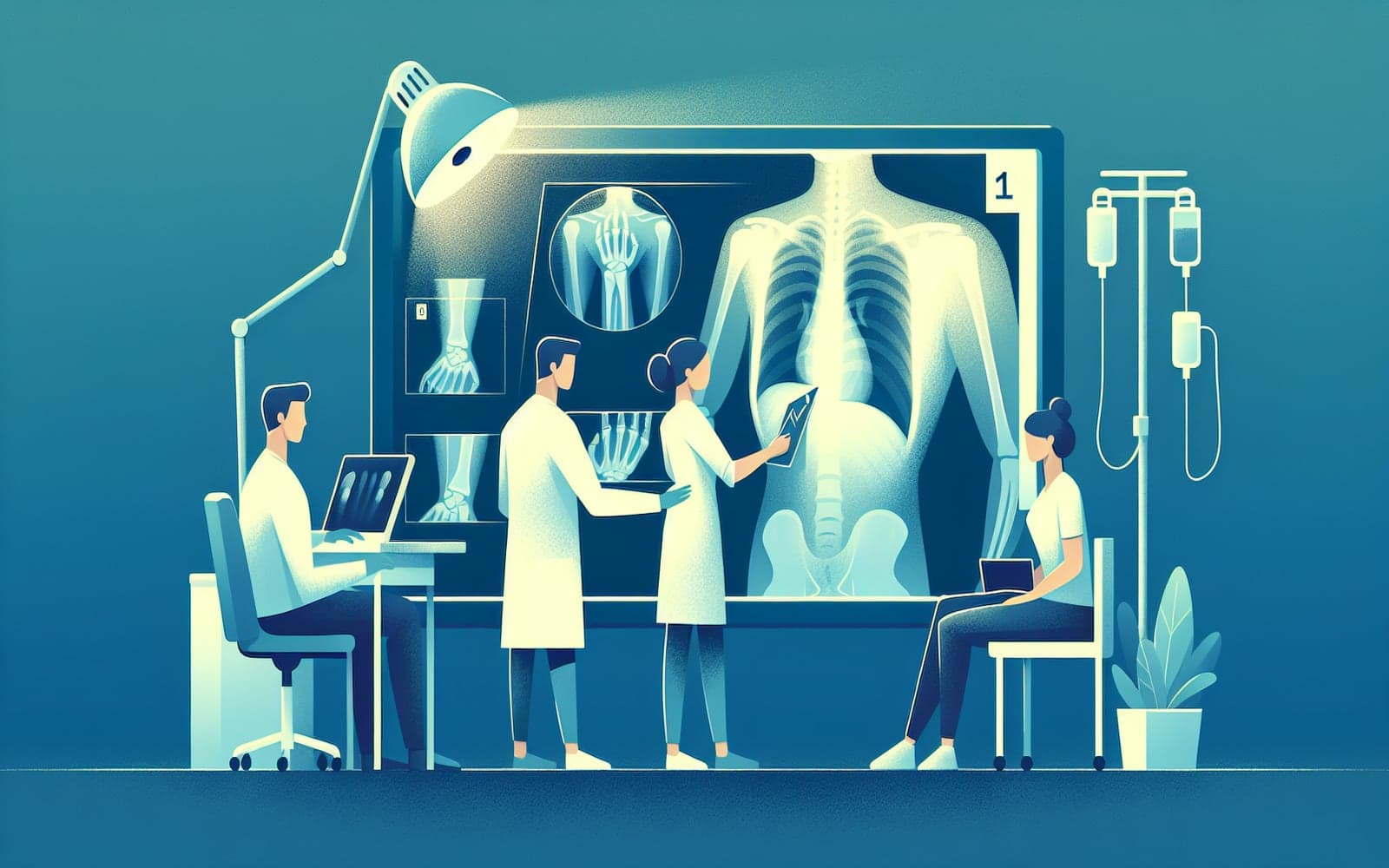 An X-ray procedure used to diagnose radial head fractures by identifying fracture lines and misalignments.