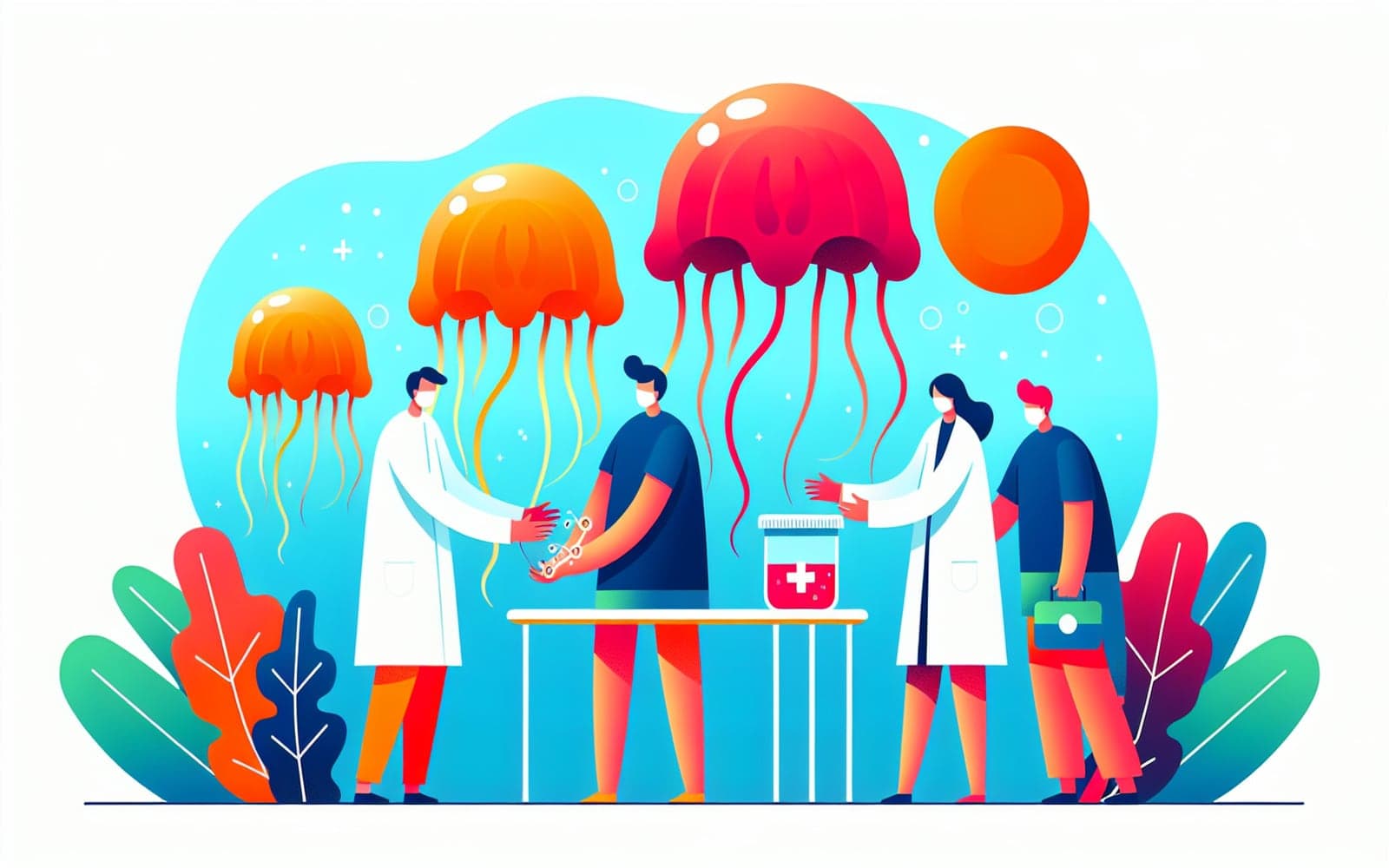 Step-by-step guide on treating jellyfish stings, including first aid measures and pain management techniques.