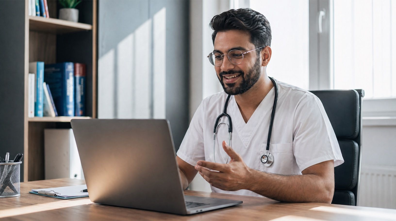 Doctronic physician consulting a patient over a video call